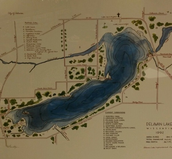 Delavan Lake Map 1992 Delavan Wisconsin Historical Society